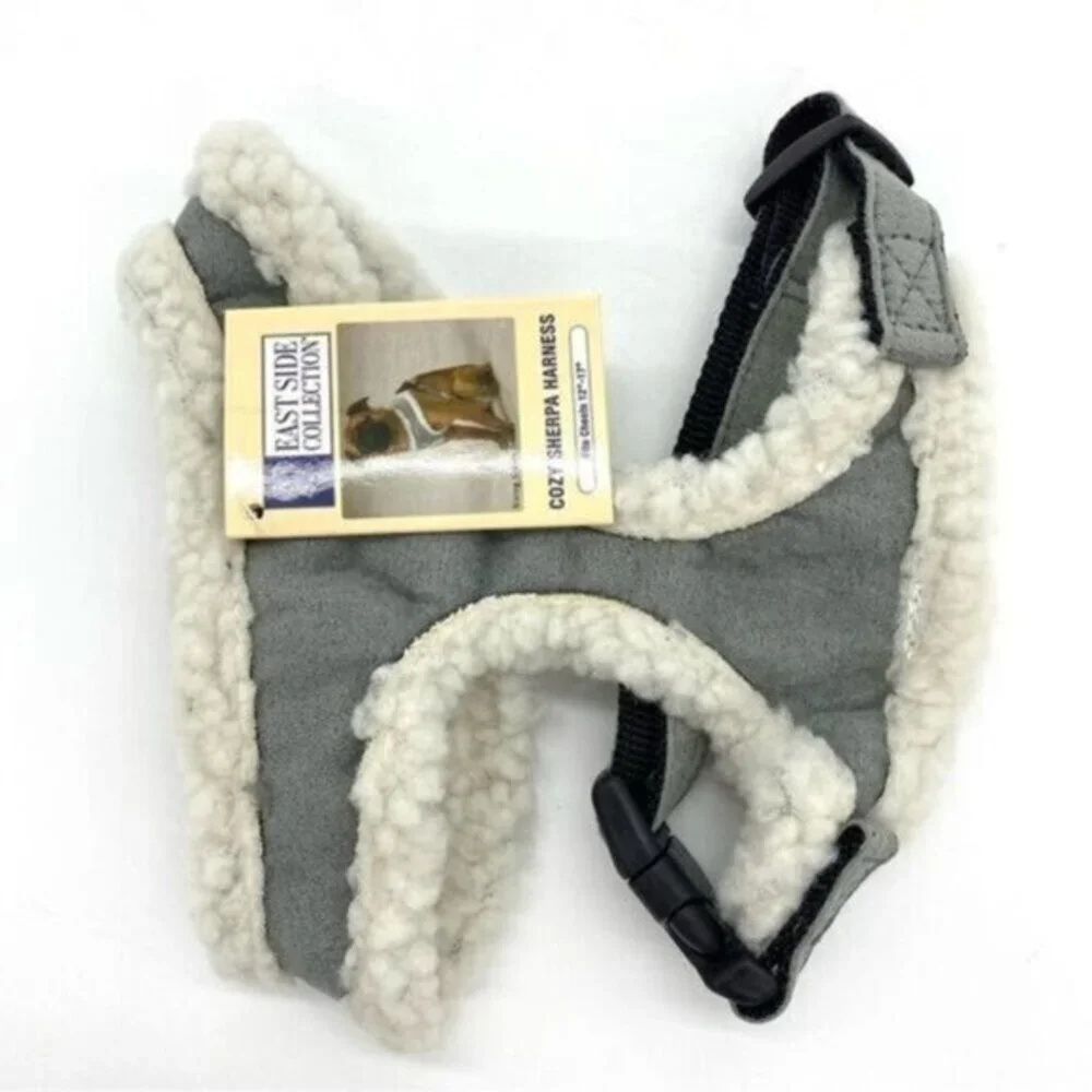 East Side Collection Cozy Sherpa Dog Pet Harness Faux Suede Size Small Gray